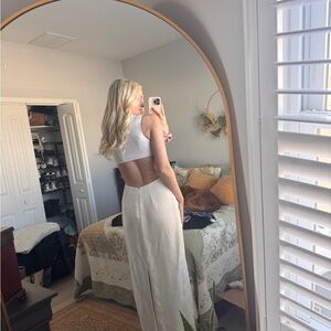 White Backless Maxi Dress bridal vintage